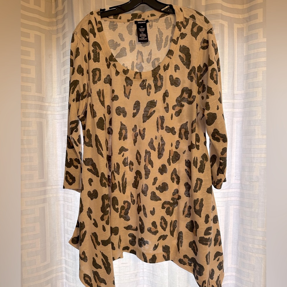 Womens 2xl leopard print 3/4 sleeve tunic
